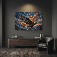 Majestic Bald Eagle American Flag Oil Painting Style Canvas Print Wall Art - Mockup Display 7