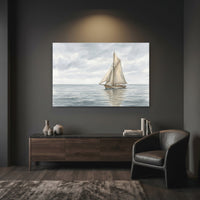 Serene Sailboat Watercolor Style Seascape Canvas Print Wall Art for Coastal Homes - Mockup Display 7