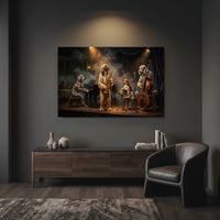 Jazzy Dogs Band Classic Painting Style Canvas Print Wall Art for Sophisticated Decor - Mockup Display 7