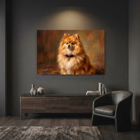 Pomeranian Canvas Wall Art, Painterly Dog Portrait Print, Warm Living Room Decor