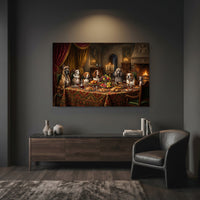 Grand Canine Feast Oil Painting Style Canvas Print Wall Art, Humorous Decor - Mockup Display 7