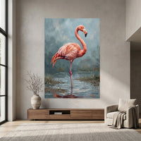 Majestic Flamingo Oil Painting Style Canvas Print Wall Art for Nature Lovers - Mockup Display 7
