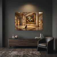 Curious Cat in Museum Oil Painting Style Canvas Print Wall Art, Elegant Gallery Decor - Mockup Display 7
