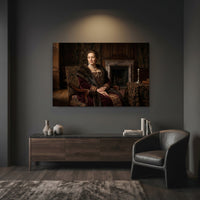 Regal Noblewoman Historical Portrait Oil Painting Style Canvas Print Wall Art Grandeur - Mockup Display 7