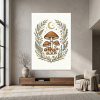Whimsical Mushroom Folk Art Canvas Print Wall Art, Botanical Forest Decor - Mockup Display 7