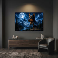 Majestic Doberman Dogs Moonlight Mountain Lake Canvas Print Wall Art - Mockup Display 7