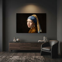 Vermeer's Girl with Pearl Earring Oil Painting Style Classic Canvas Print Wall Art - Mockup Display 7