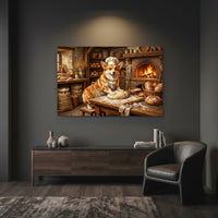 Charming Corgi Baker Oil Painting Style Canvas Print Wall Art, Rustic Bakery Decor - Mockup Display 7
