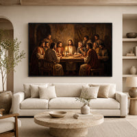 Classic Religious Last Supper Oil Painting Style Canvas Print Wall Art, Sacred Scene - Mockup Display 7