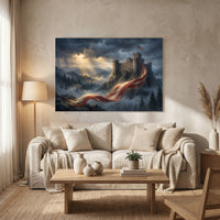 Patriotic Liberty Castle Oil Painting Style Canvas Print Wall Art for Study - Mockup Display 8