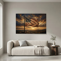Weathered American Flag Oil Painting Style Canvas Print Wall Art for Rustic Decor - Mockup Display 8