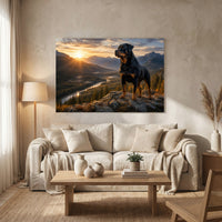 Majestic Rottweiler Dog Sunset Mountain Vista Canvas Print Wall Art - Scenic - Mockup Display 8