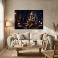 Golden Retriever Saxophone Player Oil Painting Style Canvas Print Wall Art, Jazzy Decor - Mockup Display 8