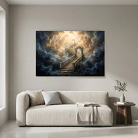 Heavenly Stairway Oil Painting Style Canvas Print Wall Art for Serenity - Mockup Display 8