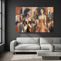 Abstract Cubist Women Figures Modern Canvas Print Wall Art, Elegant Decor - Mockup Display 8