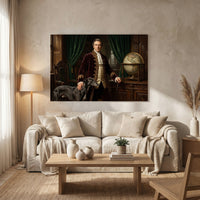Elegant Gentleman with Greyhound Oil Painting Style Canvas Print Wall Art, Classic Decor - Mockup Display 8