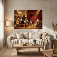 Whimsical Dog Orchestra Oil Painting Style Canvas Print Wall Art, Elegant Decor - Mockup Display 8
