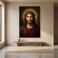 Jesus Christ Crown of Thorns Realistic Spiritual Portrait Canvas Print Wall Art - Mockup Display 8