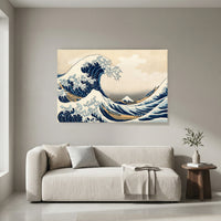Japanese Great Wave Ukiyo-e Art Print Canvas Print Wall Art Coastal Decor Style - Mockup Display 8