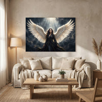Mystical Angel with Wings Canvas Print Wall Art, Dramatic Celestial Design - Mockup Display 8