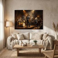 Dapper Dogs Jazz Band Oil Painting Style Canvas Print Wall Art for Music Lovers - Mockup Display 8
