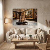 Charming Dogs Museum Oil Painting Style Canvas Print Wall Art for Pet Lovers - Mockup Display 8