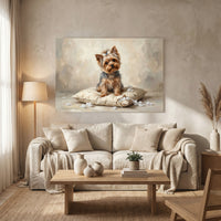 Yorkshire Terrier Stretched Canvas Wall Art, Soft Dog Portrait Print, Elegant Bedroom Decor