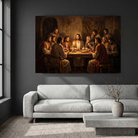 Classic Religious Last Supper Oil Painting Style Canvas Print Wall Art, Sacred Scene - Mockup Display 8