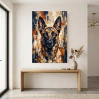German Shepherd Abstract Oil Painting Style Canvas Print Wall Art, Expressive Decor - Mockup Display 8