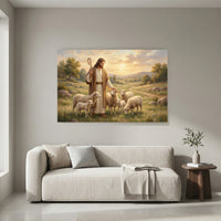 Jesus the Good Shepherd Oil Painting Style Canvas Print Wall Art for Devotion - Mockup Display 8