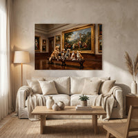 Five Dogs Admiring Art Museum Oil Painting Style Canvas Print Wall Decor - Mockup Display 8