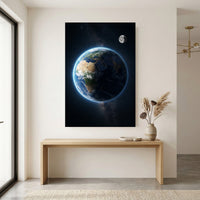Stunning Earth and Moon Space View Canvas Print Wall Art, Celestial Decor - Mockup Display 8