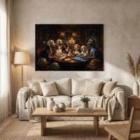 Canine Council Oil Painting Style Canvas Print Wall Art for Study Room - Mockup Display 8