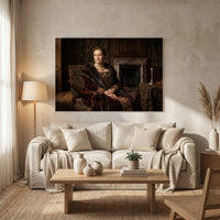 Regal Noblewoman Historical Portrait Oil Painting Style Canvas Print Wall Art Grandeur - Mockup Display 8