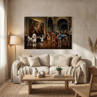 Regal Dogs Museum Visit Oil Painting Style Canvas Print Wall Art for Home - Mockup Display 8
