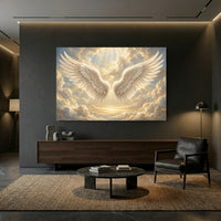Angel Wings Celestial Cloudscape Canvas Print Wall Art, Divine Light Theme - Mockup Display 8