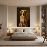 Regal Golden Retriever Oil Painting Style Canvas Print Wall Art, Timeless Home Decor - Mockup Display 8