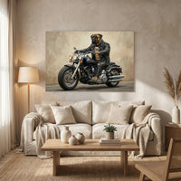 Bullmastiff Biker Dog on Motorcycle Oil Painting Style Canvas Print Wall Art - Mockup Display 8
