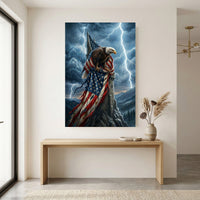 Resilient Eagle American Flag Thunderstorm Canvas Print Wall Art - Bold Statement Piece - Mockup Display 8