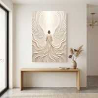 Divine Figure Angelic Wings Textured Canvas Print Wall Art, Spiritual Home Decor - Mockup Display 8