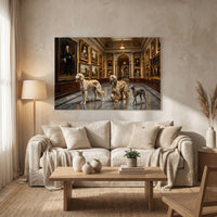Elegant Dogs in Gallery Oil Painting Style Canvas Print Wall Art Decor - Mockup Display 8