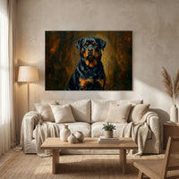 Rottweiler Canvas Wall Art, Painterly Dog Portrait Print, Bold Living Room Decor