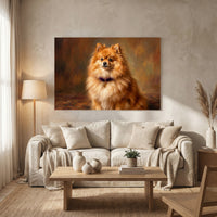 Pomeranian Canvas Wall Art, Painterly Dog Portrait Print, Warm Living Room Decor