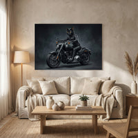 Cool Biker Black Cat Motorcycle Canvas Print Wall Art for Modern Decor - Mockup Display 8