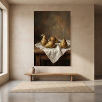 Realistic Pears Still Life Oil Painting Style Canvas Print Wall Art for Kitchen Decor - Mockup Display 8