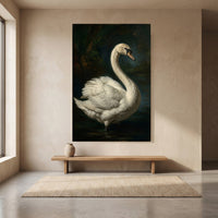 Majestic White Swan Oil Painting Style Canvas Print Wall Art, Elegant Nature Decor - Mockup Display 8