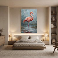 Majestic Flamingo Oil Painting Style Canvas Print Wall Art for Nature Lovers - Mockup Display 8