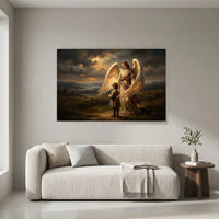 Guardian Angel and Child Religious Oil Painting Style Canvas Print Wall Art - Mockup Display 8