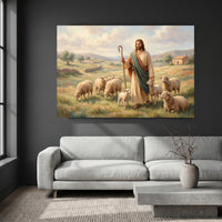 Good Shepherd Jesus Oil Painting Style Canvas Print Wall Art for Faith Decor - Mockup Display 8