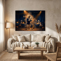 Dapper Dog Jazz Singer Oil Painting Style Canvas Print Wall Art, Elegant Decor - Mockup Display 8